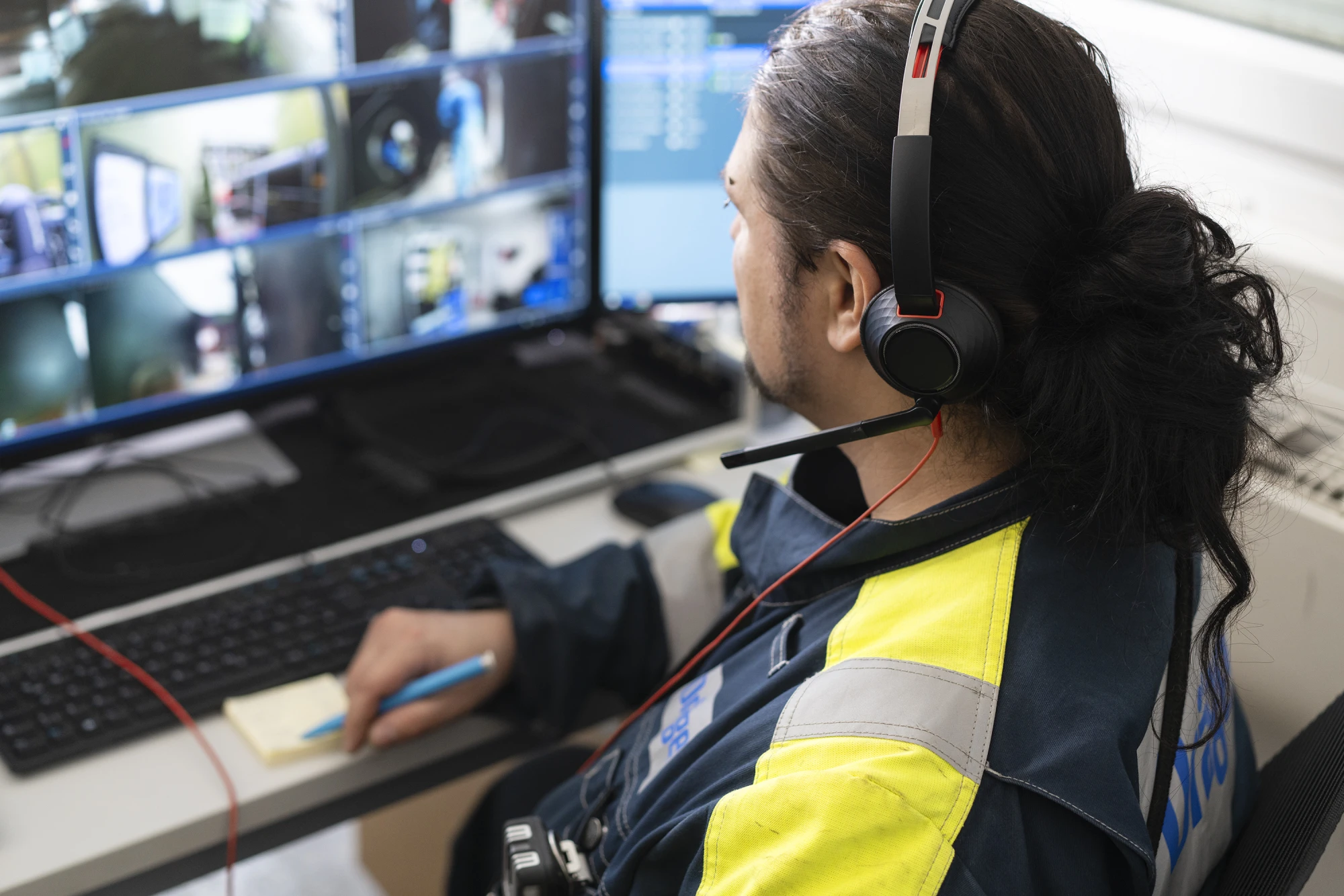 Medewerker die digitaal toezicht houdt via een monitorscherm met INARA
